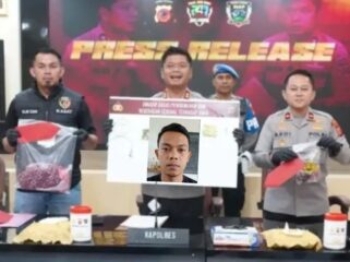 Konferensi Pers Polres Cianjur, Berhasil Membekuk Pembunuh Anak Tirinya