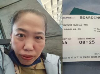 Foto Nunung Nurhayati pada saat di Bandara Touyuan Taiwan