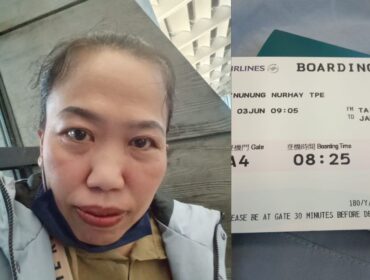 Foto Nunung Nurhayati pada saat di Bandara Touyuan Taiwan