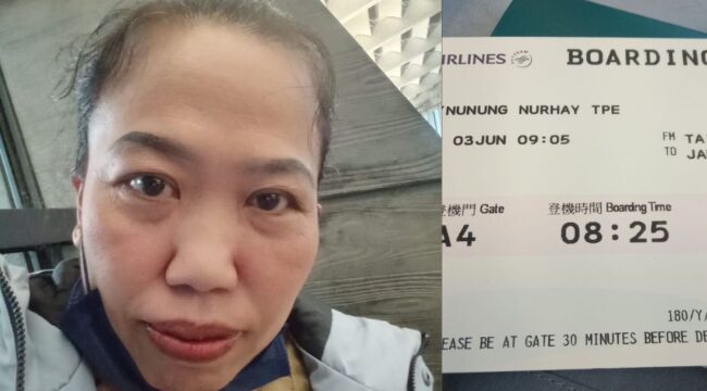 Foto Nunung Nurhayati pada saat di Bandara Touyuan Taiwan