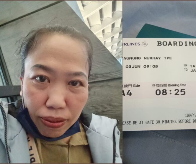 
					Foto Nunung Nurhayati pada saat di Bandara Touyuan Taiwan