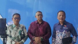 Tiga Pimpinan Asosiasi P3MI: Teguh Riyanto (Perisai), Abdul Hakim (Himsataki) dan Halili Priyadi (Perpemindo)