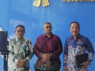 Tiga Pimpinan Asosiasi P3MI: Teguh Riyanto (Perisai), Abdul Hakim (Himsataki) dan Halili Priyadi (Perpemindo)