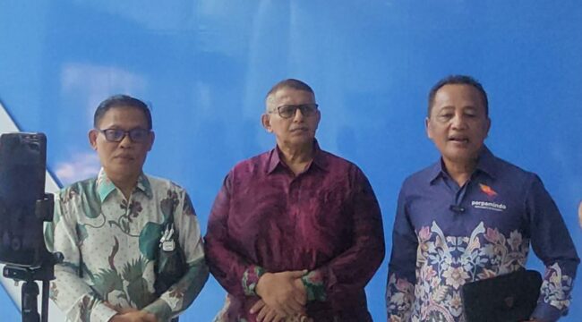 Tiga Pimpinan Asosiasi P3MI: Teguh Riyanto (Perisai), Abdul Hakim (Himsataki) dan Halili Priyadi (Perpemindo)