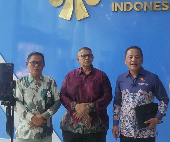 
					Tiga Pimpinan Asosiasi P3MI: Teguh Riyanto (Perisai), Abdul Hakim (Himsataki) dan Halili Priyadi (Perpemindo)