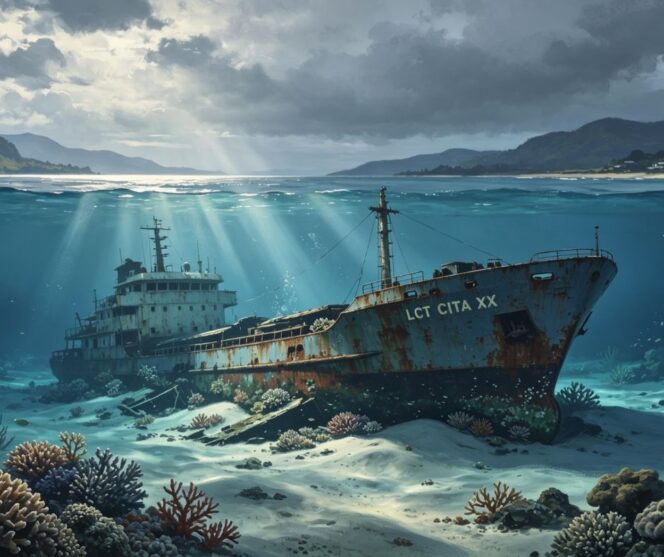 
					Ilustrasi tenggelamnya Kapal LCT CITA XX di Perairan Papua 