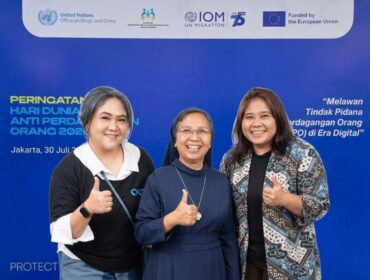 Suster Laurensia Suharsih saat memperingati Hari Anti Trafficking bersama Aktivis IOM dan ILO