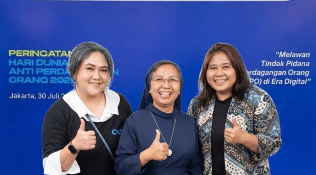 Suster Laurensia Suharsih saat memperingati Hari Anti Trafficking bersama Aktivis IOM dan ILO