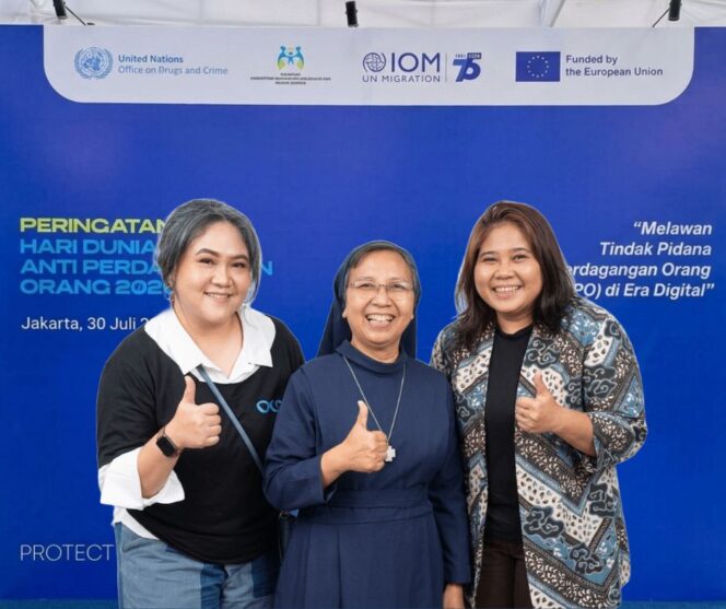 
					Suster Laurensia Suharsih saat memperingati Hari Anti Trafficking bersama Aktivis IOM dan ILO