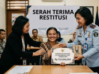Ilustrasi Serah Terima Restitusi kepada Korban TPPO | Sumber Gemini