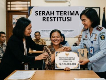 Ilustrasi Serah Terima Restitusi kepada Korban TPPO | Sumber Gemini